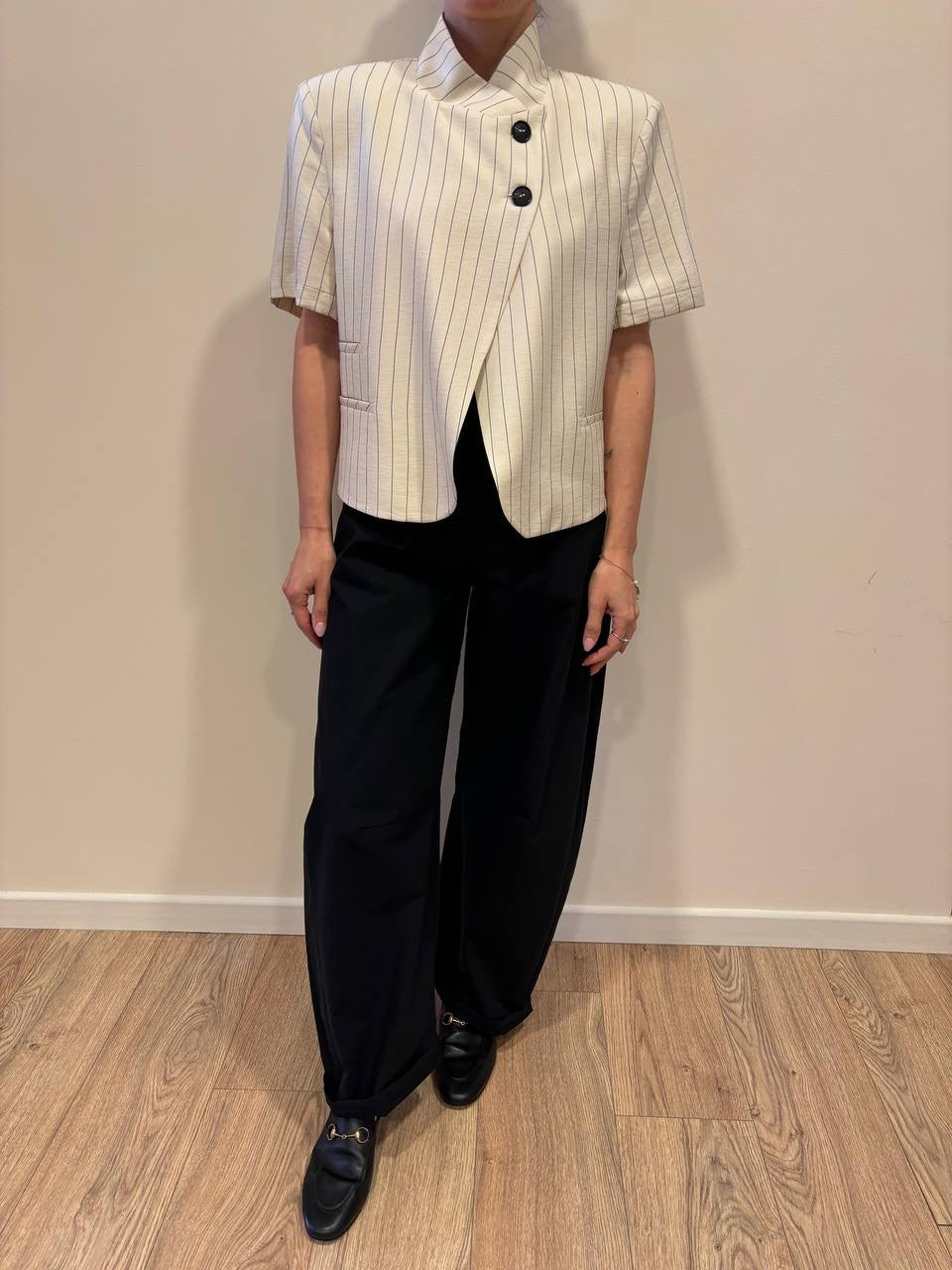 SOUVENIR - Pantalone Gaya nero in cotone barrel fit