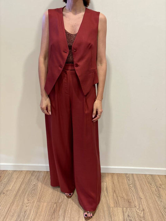VICOLO - Gilet in lyocell a due bottoni con arricciatura sul retro color india