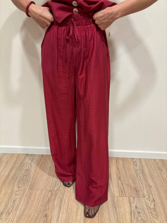 HAVEONE - Pantalone a palazzo dritto con elastico color india