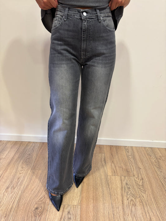 HAVEONE - Jeans London color grigio a palazzo dritto