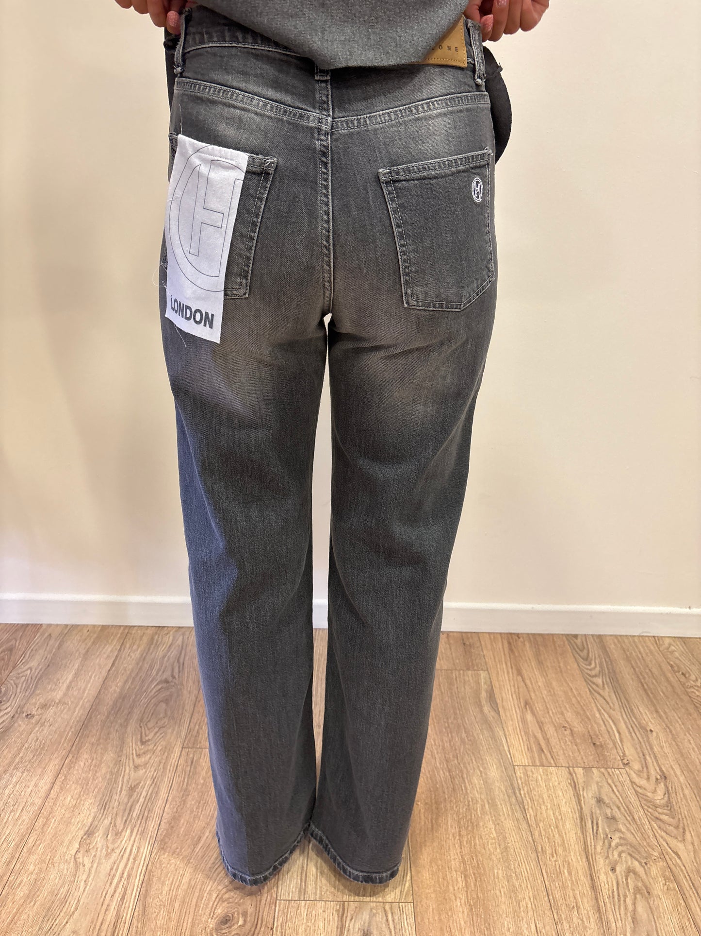HAVEONE - Jeans London color grigio a palazzo dritto
