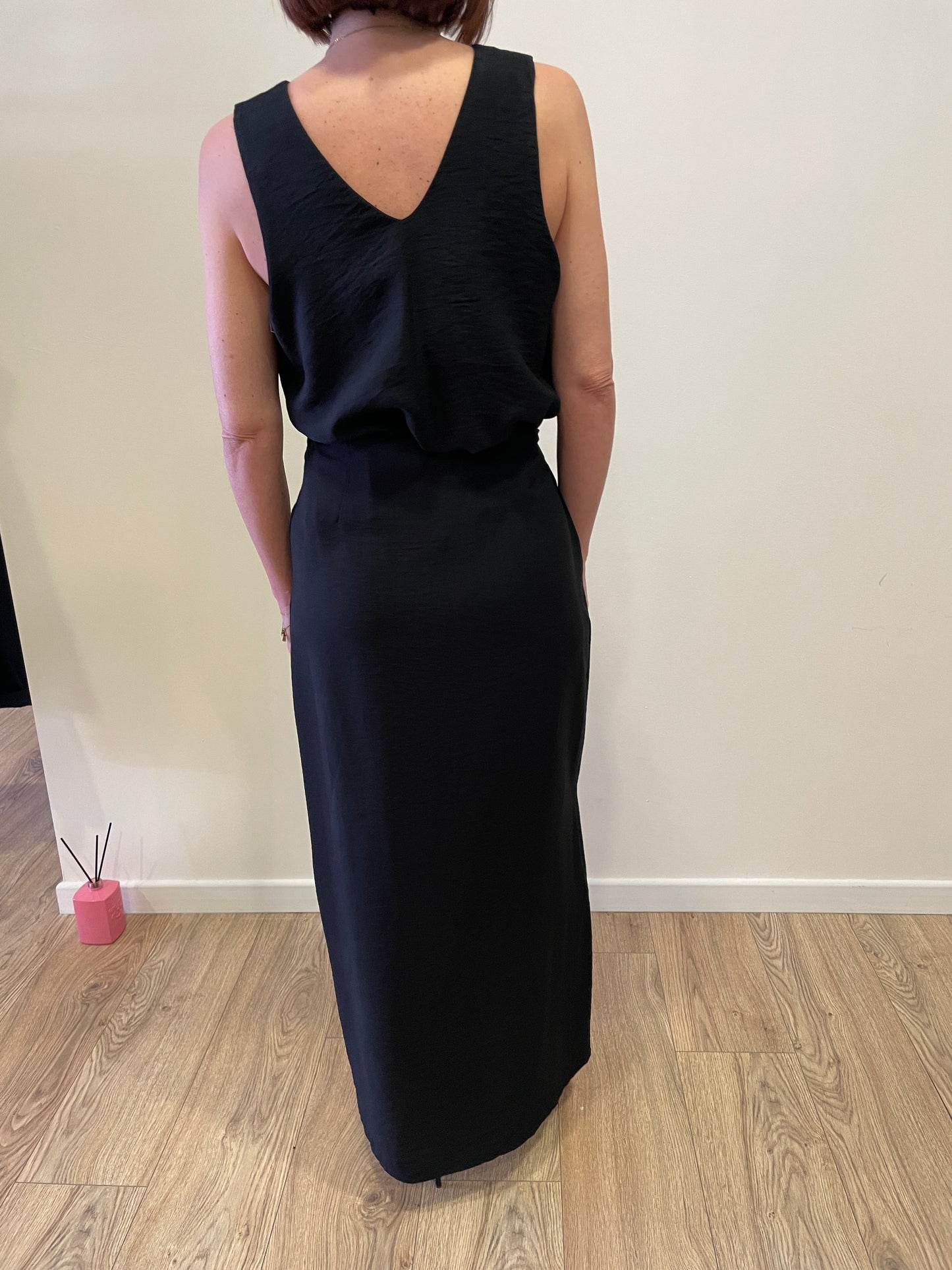 HAVEONE - Top con scollo a V in misto viscosa color nero