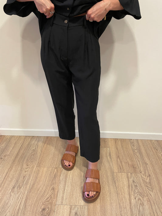 HAVEONE - Pantalone in misto viscosa nero baggy fit