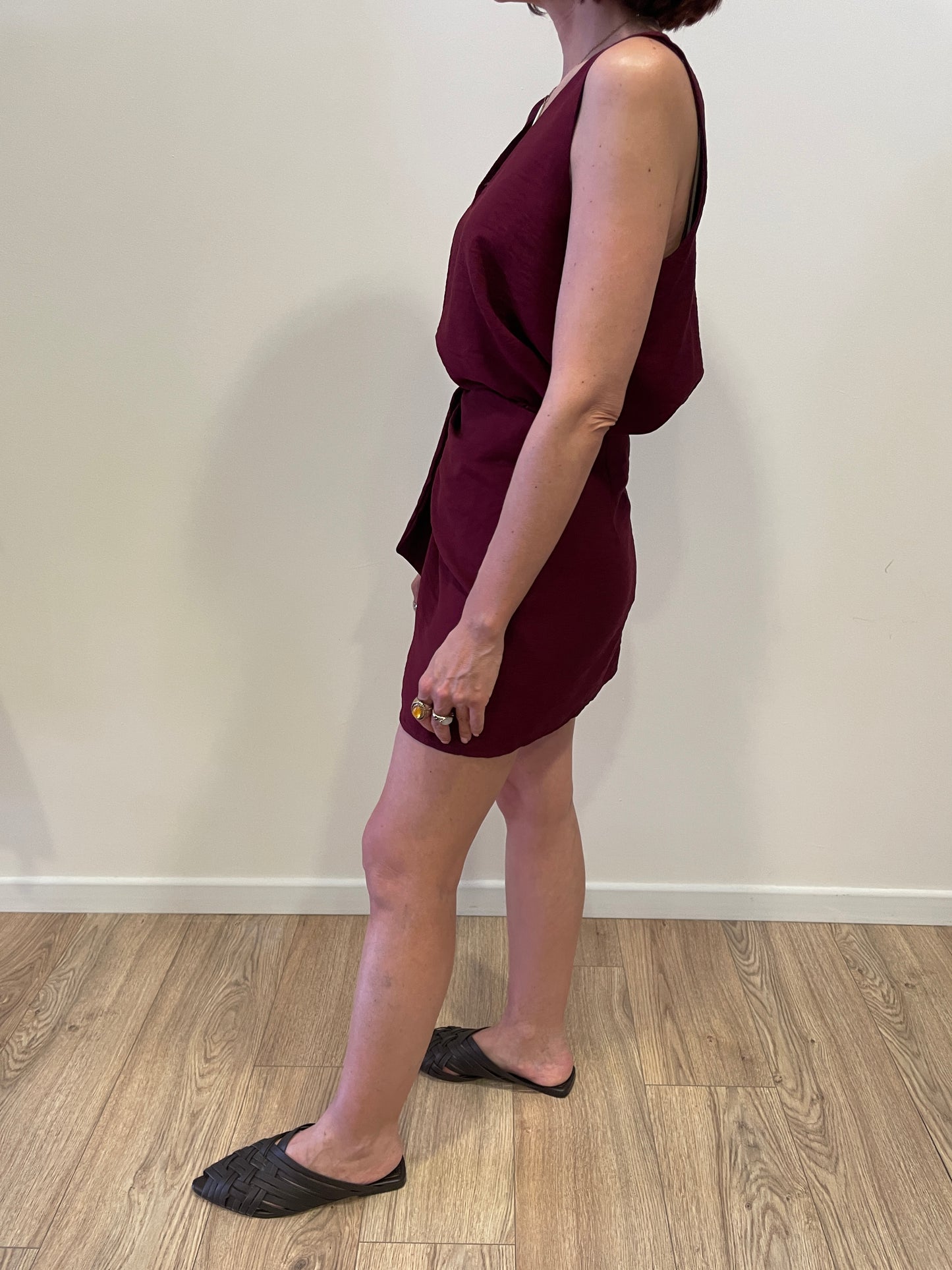 HAVEONE - Top con scollo a V in misto viscosa color india