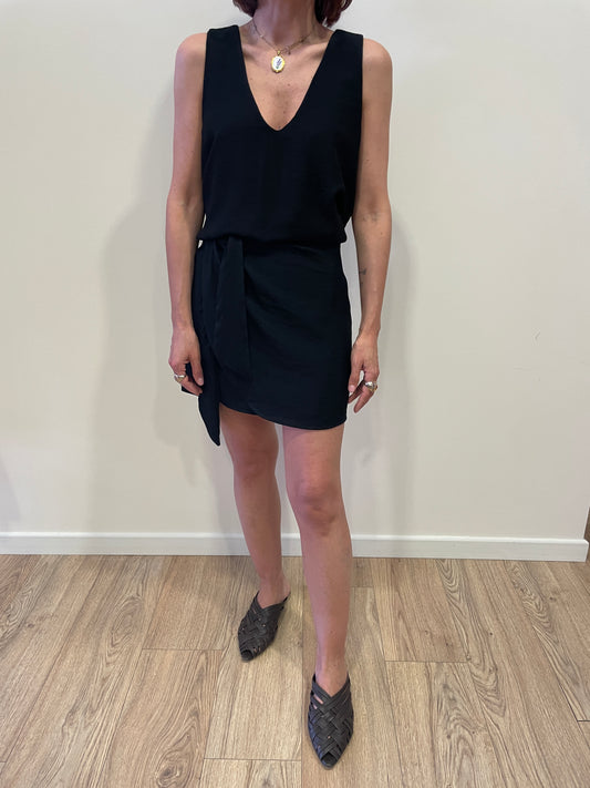 HAVEONE - Top con scollo a V in misto viscosa color nero
