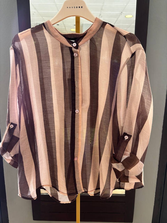 HAVEONE - Camicia in mussola di cotone a righe verticali - più colori