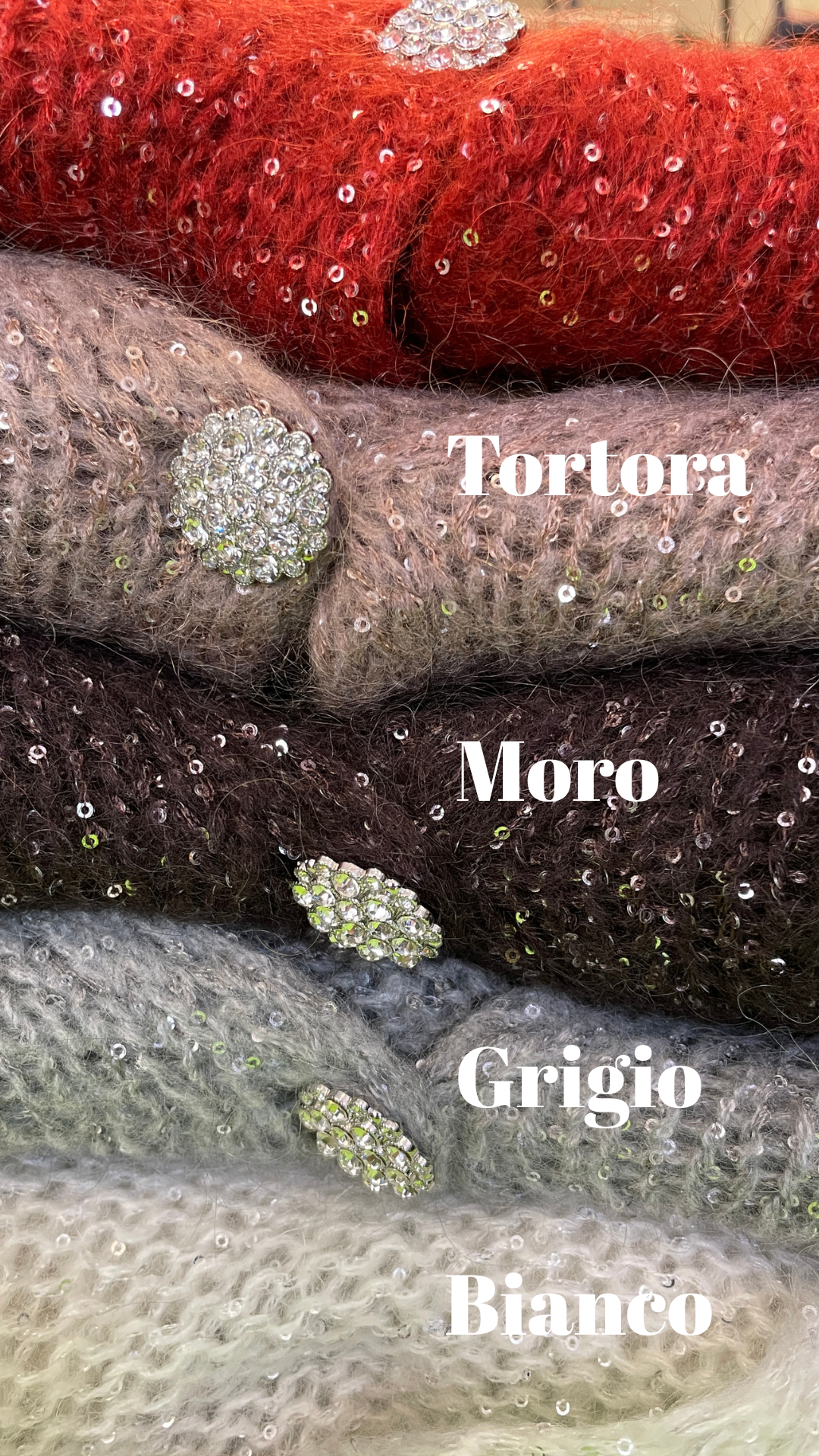 SOUVENIR - Cardigan corto con bottoni gioiello e micro lucette color bianco ghiaccio - più varianti