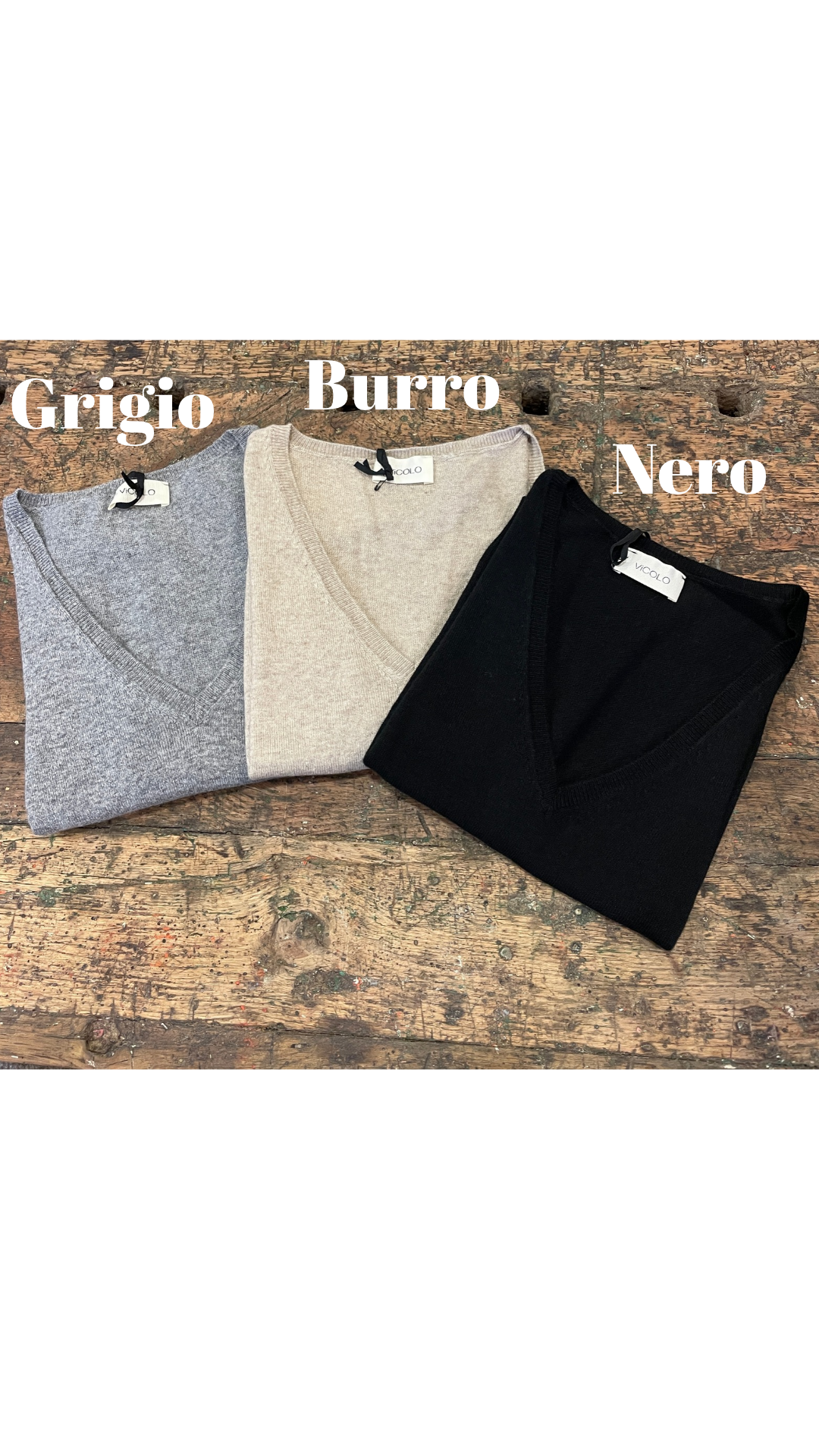 VICOLO - Gilet con scollo a V in misto viscosa e lana color rosso - più varianti
