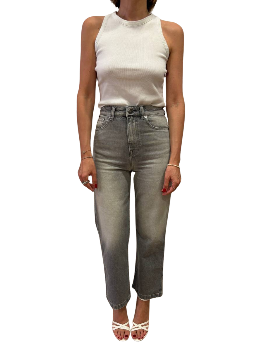 VICOLO - Jeans Kate straight cropped fit grigio sfumato