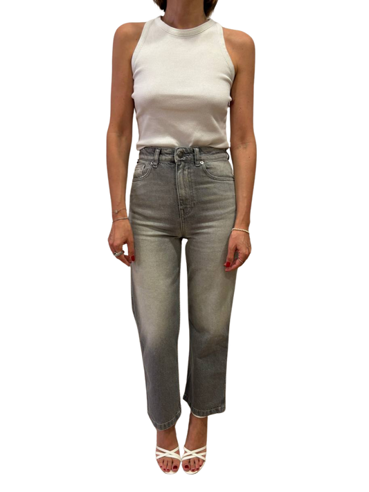 VICOLO - Jeans Kate straight cropped fit grigio sfumato