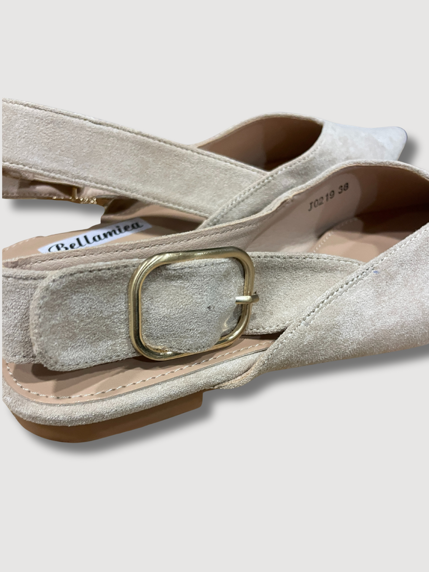 Flat in ecocamoscio a punta con fibbia oro - khaki