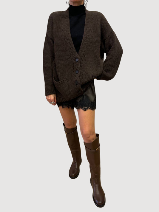 VICOLO - Shorts fondente con pizzo effetto viscosa con elastico