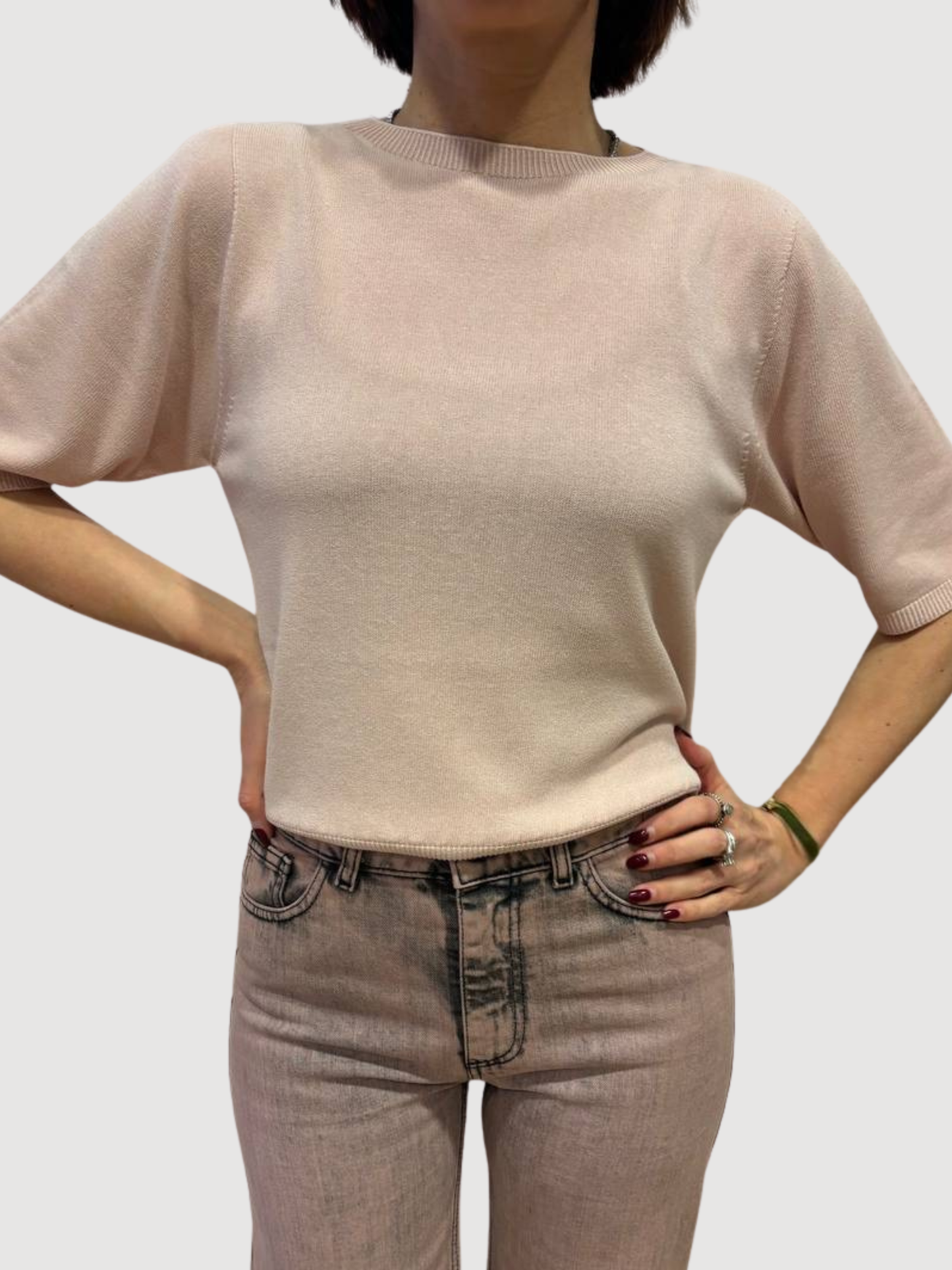 KONTATTO - Maglia a mezze maniche in misto viscosa rosa - più colori