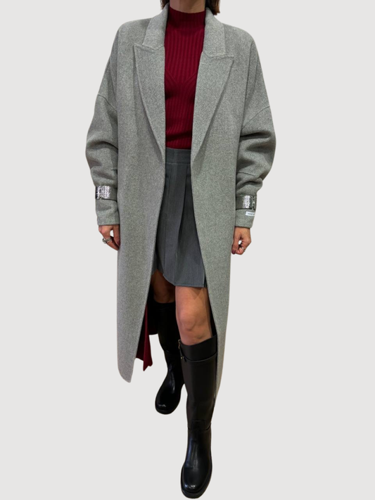 HAVEONE - Cappotto grigio handmade in misto lana con cintura
