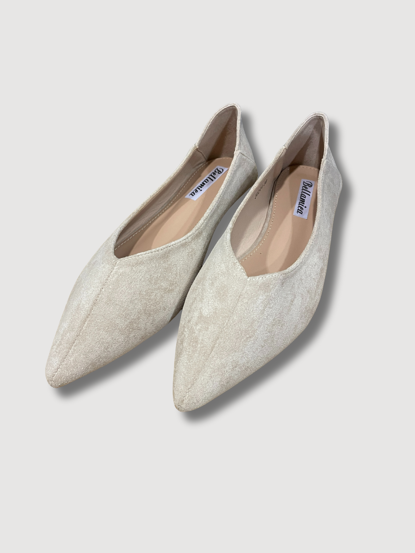 Ballerina in ecocamoscio a punta - khaki