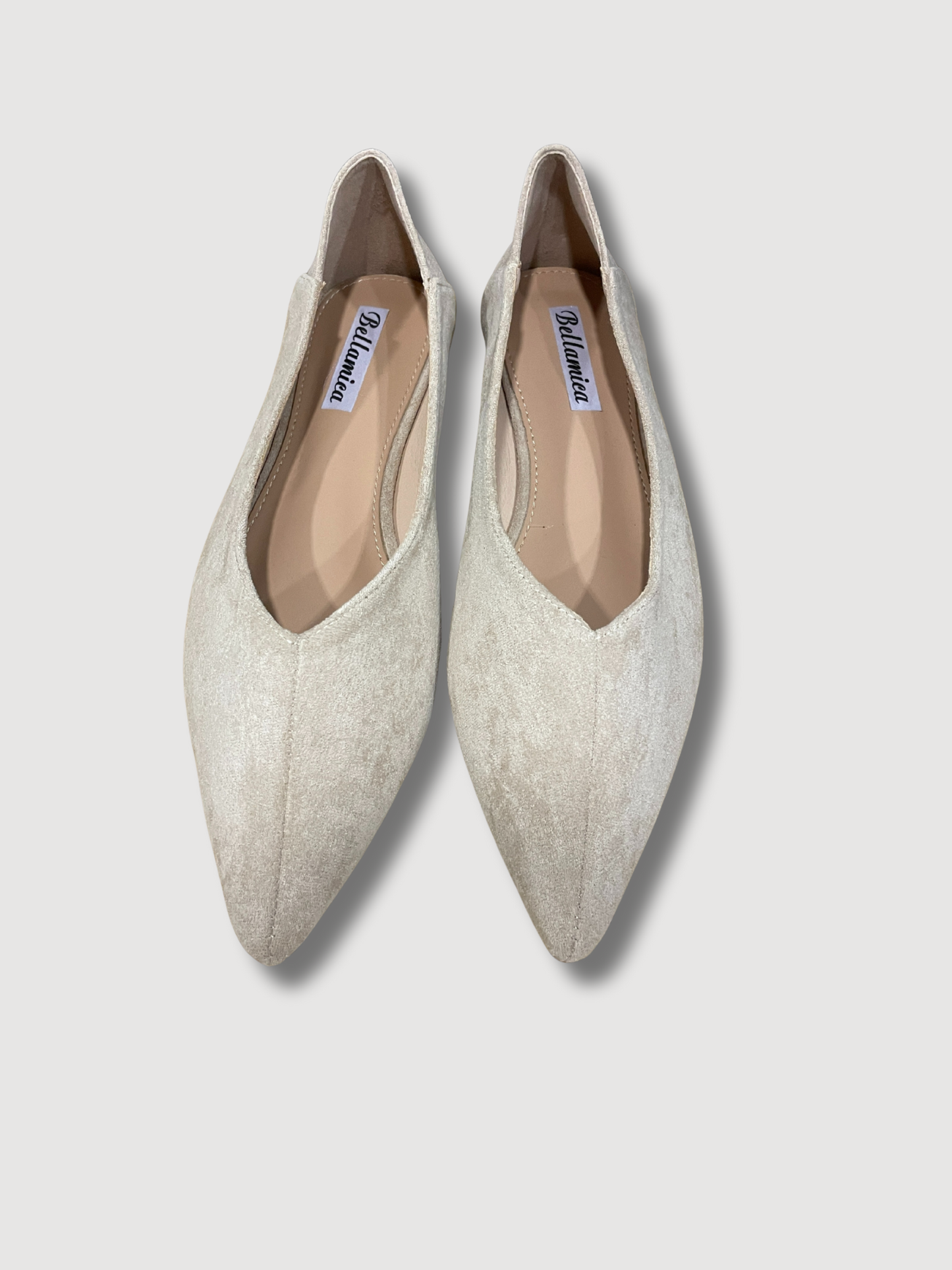 Ballerina in ecocamoscio a punta - khaki