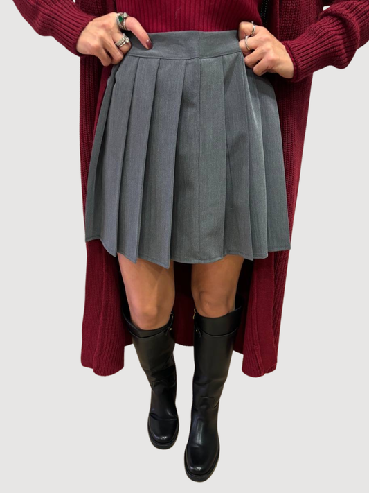 HAVEONE - Gonna grigia con pieghette stile college