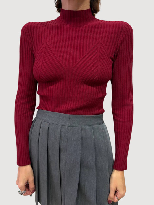 KONTATTO - Maglia a costine in misto viscosa con colletto a cratere - più colori