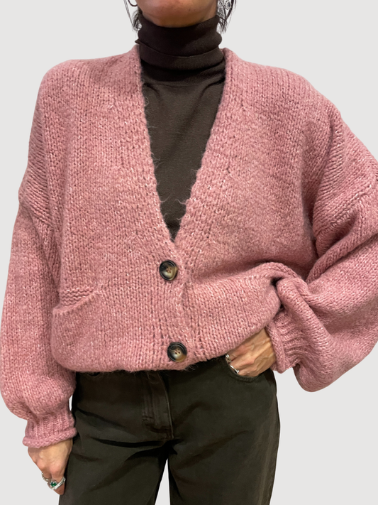 HAVEONE - Cardigan a ovetto con bottoni e tasche frontali - più colori