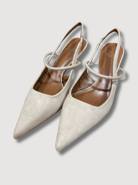 Scarpa con tacco a punta in ecocamoscio  - beige