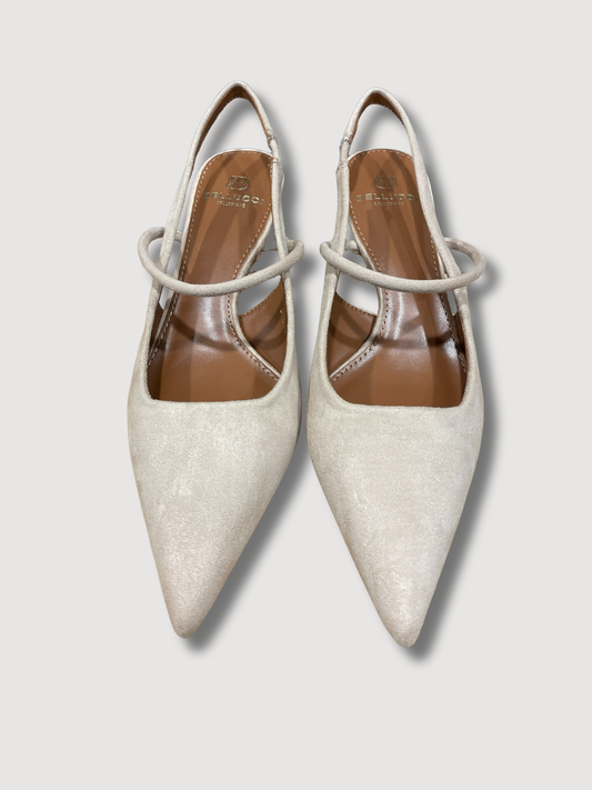 Scarpa con tacco a punta in ecocamoscio  - beige