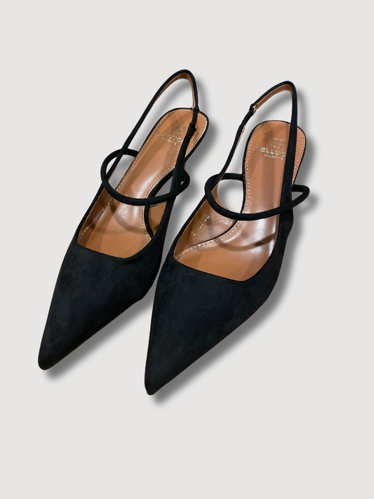 Scarpa con tacco a punta in ecocamoscio  - nero