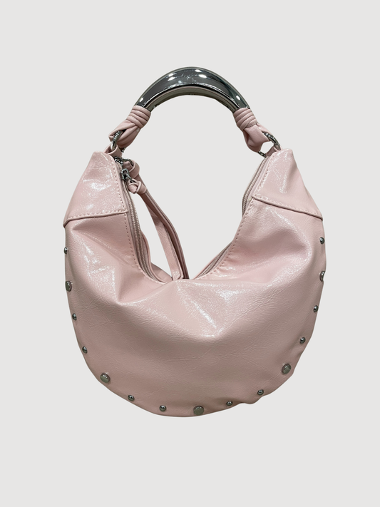 Borsa in ecopelle a mezzaluna rosa soft