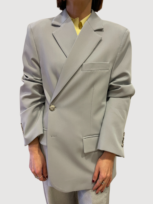 VICOLO - Giacca over a doppiopetto con spacchi grigio perla