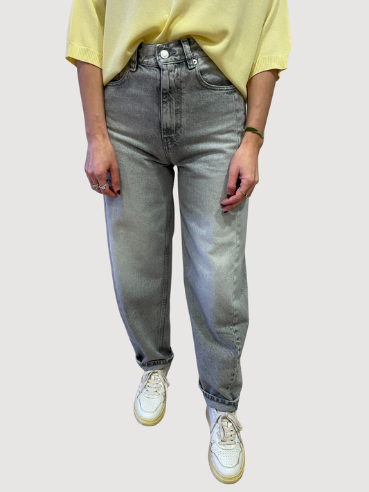 VICOLO - Jeans Chiara grigio a vita alta ballon fit