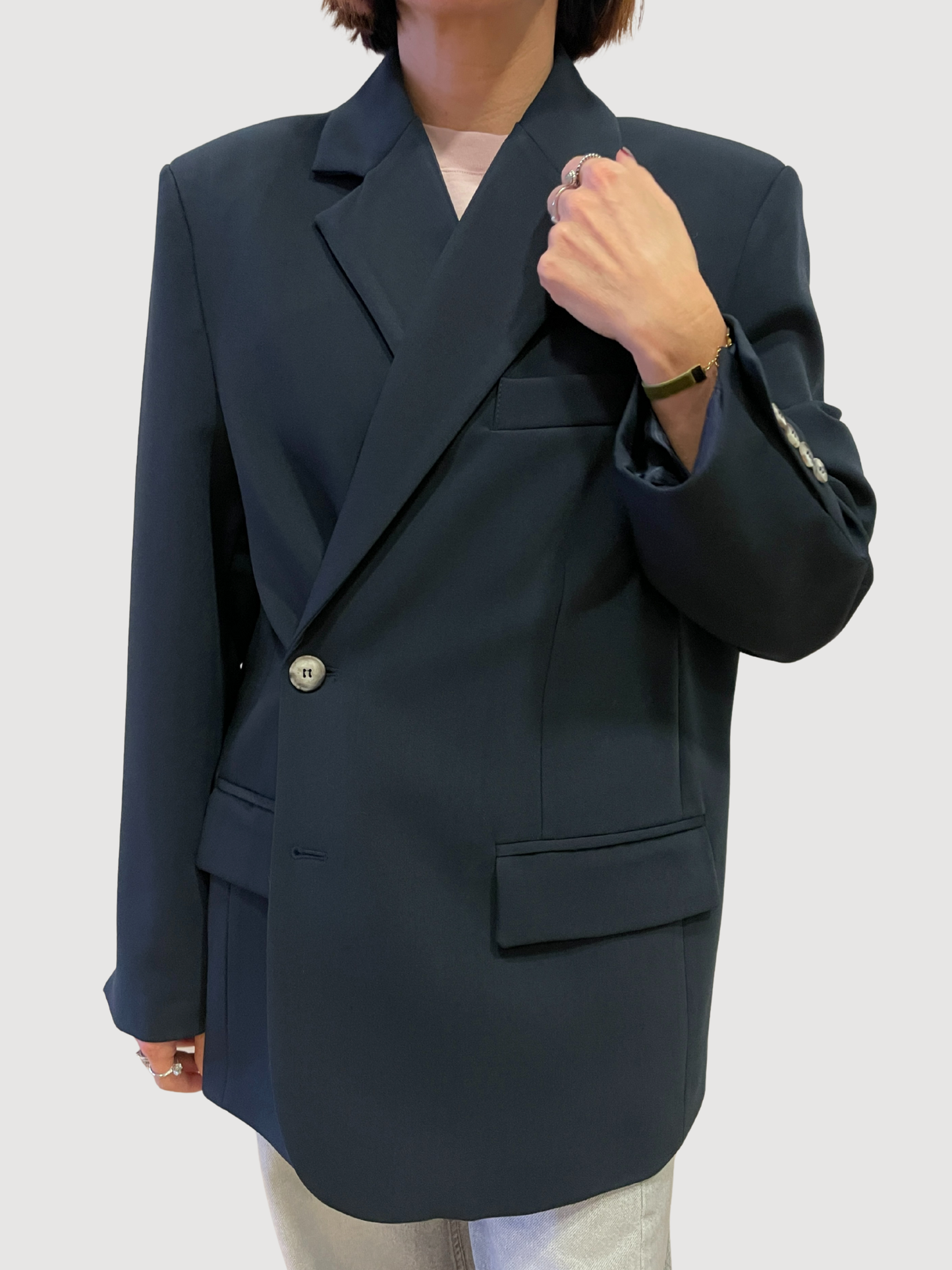 VICOLO - Giacca over a doppiopetto con spacchi blu notte