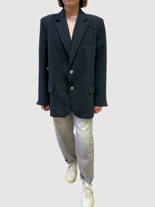 VICOLO - Giacca over a doppiopetto con spacchi blu notte