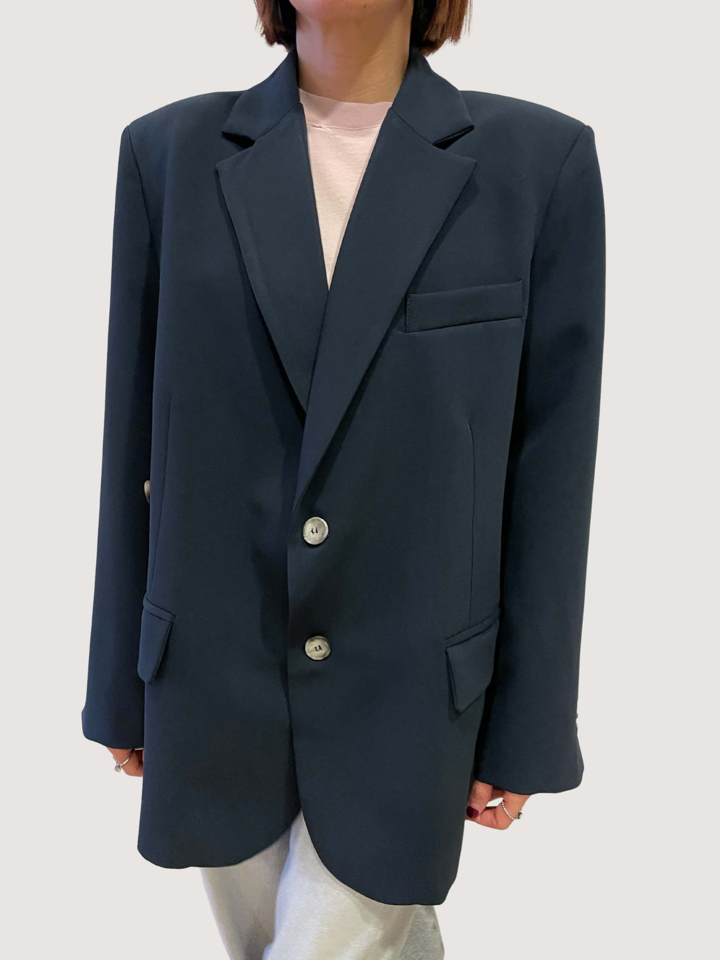 VICOLO - Giacca over a doppiopetto con spacchi blu notte