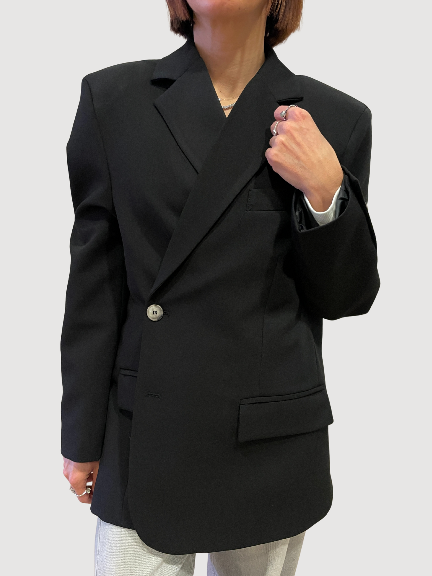 VICOLO - Giacca over a doppiopetto con spacchi nera