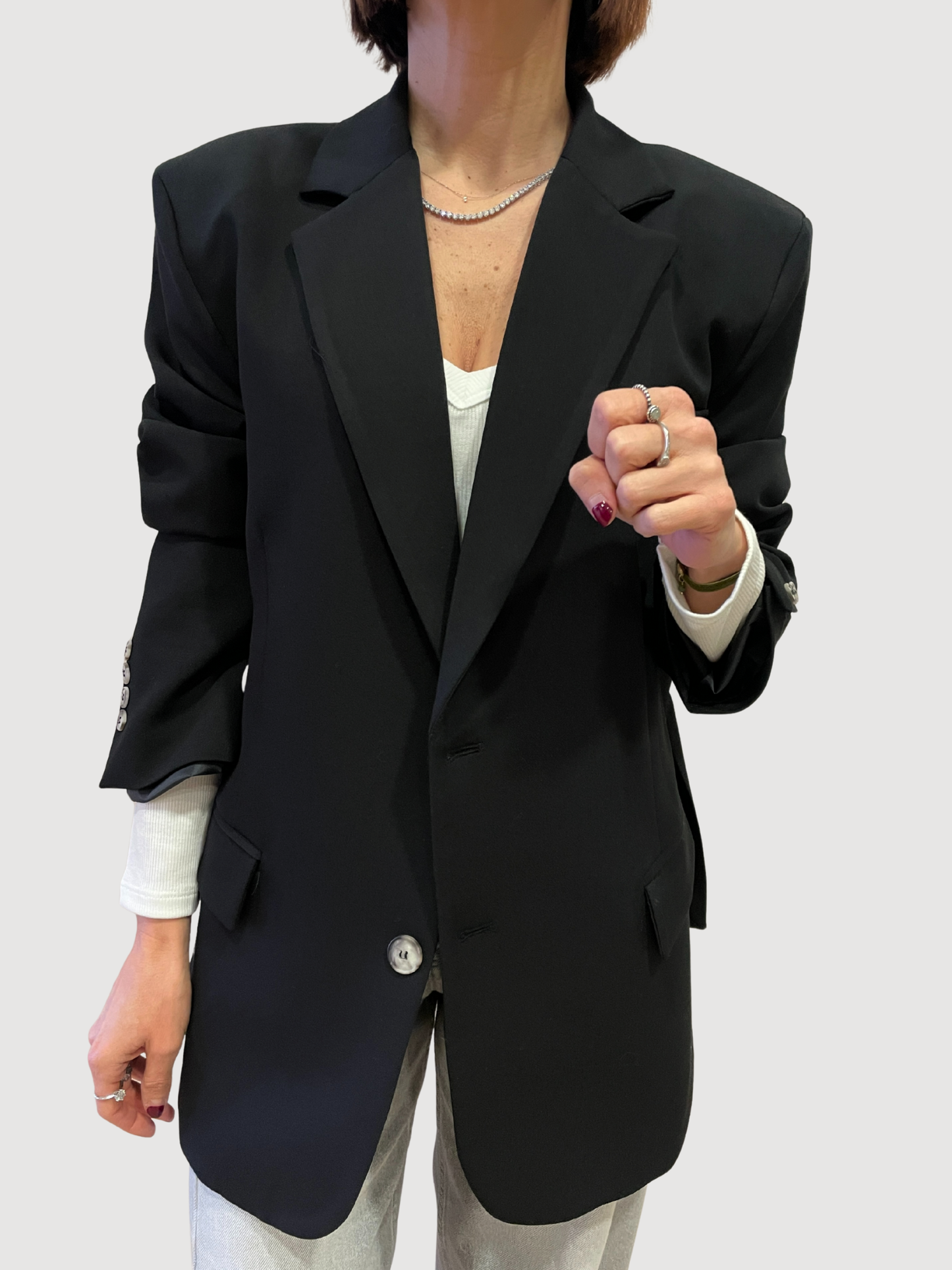 VICOLO - Giacca over a doppiopetto con spacchi nera