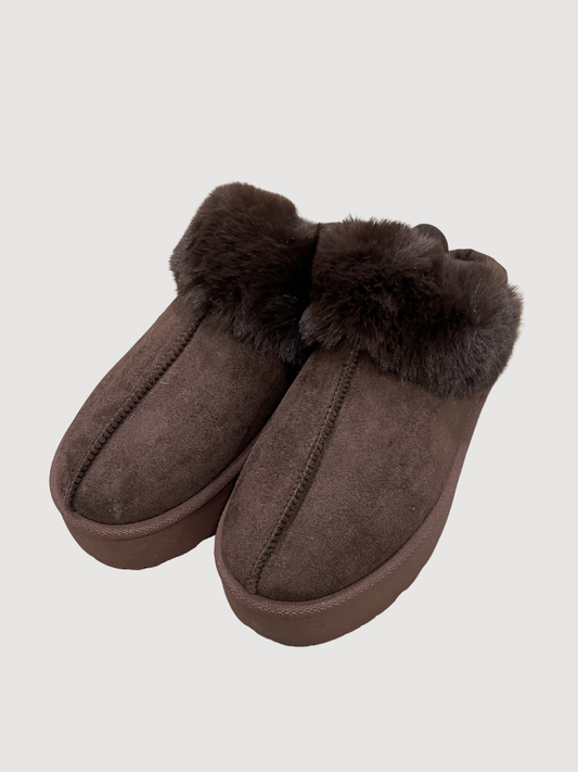 Sabot moro con pelliccetta e fascia elastica