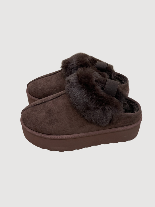 Sabot moro con pelliccetta e fascia elastica