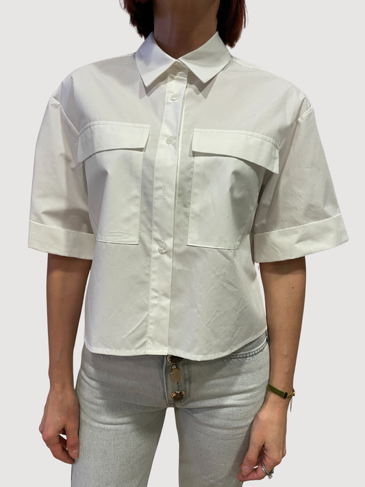 KAOS - Camicia bianca in cotone a mezza manica a scatoletta
