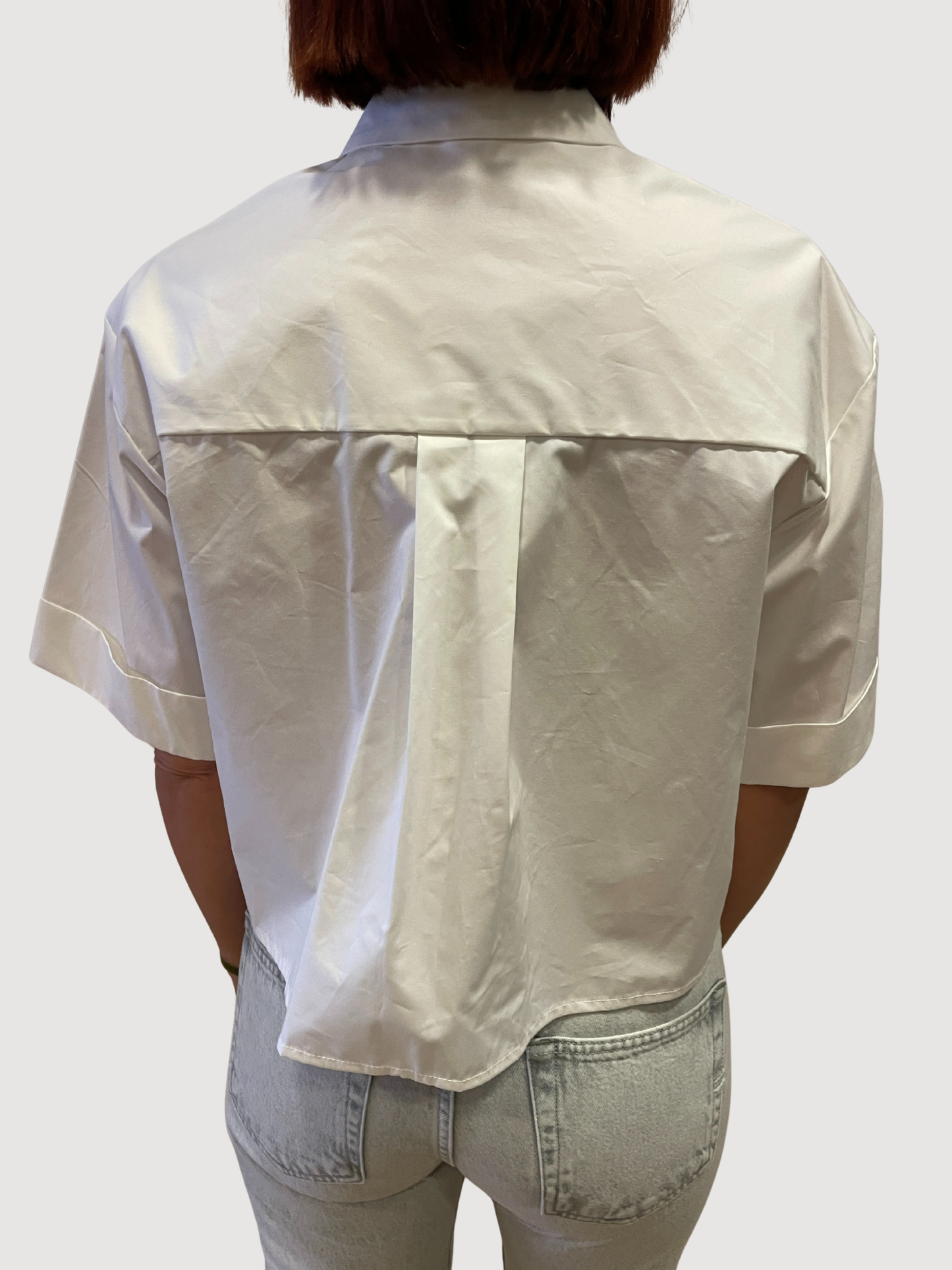 KAOS - Camicia bianca in cotone a mezza manica a scatoletta