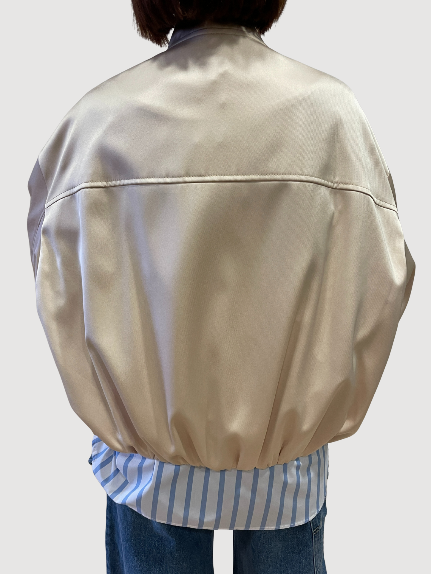 VICOLO - Bomber rosa effetto raso con tasche frontali e zip