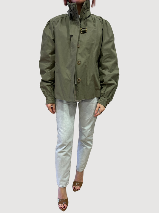 SOUVENIR - Trench effetto bomber verde salvia con colletto arricciato