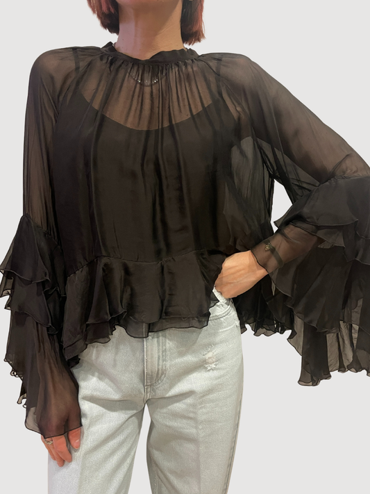 KAOS - Camicia testa moro arricciata con top e volant