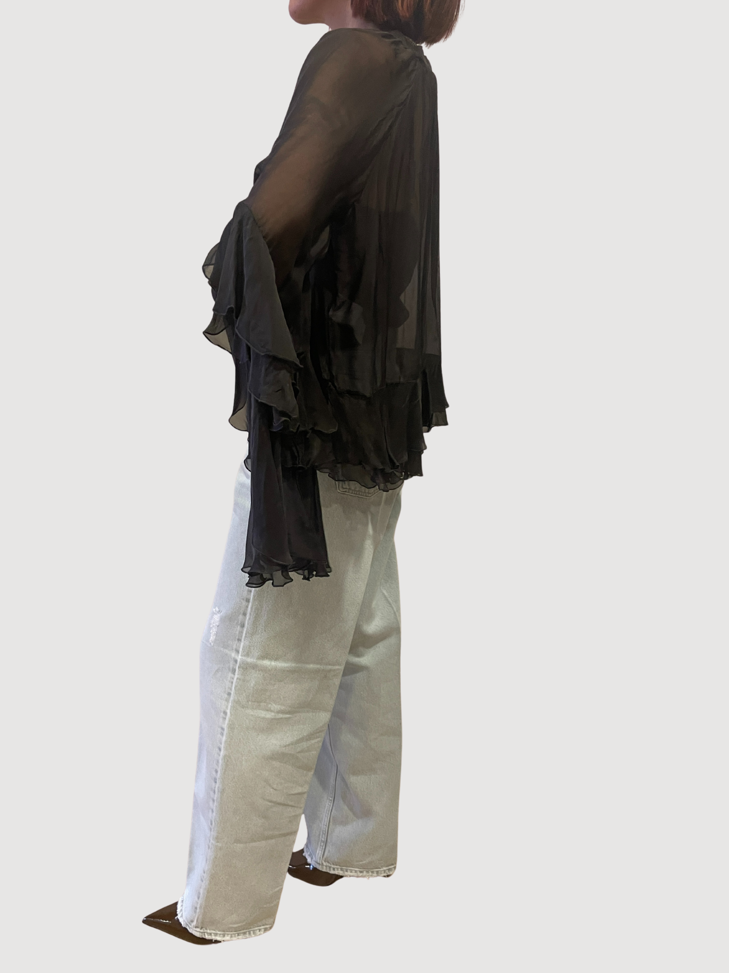 KAOS - Camicia testa moro arricciata con top e volant