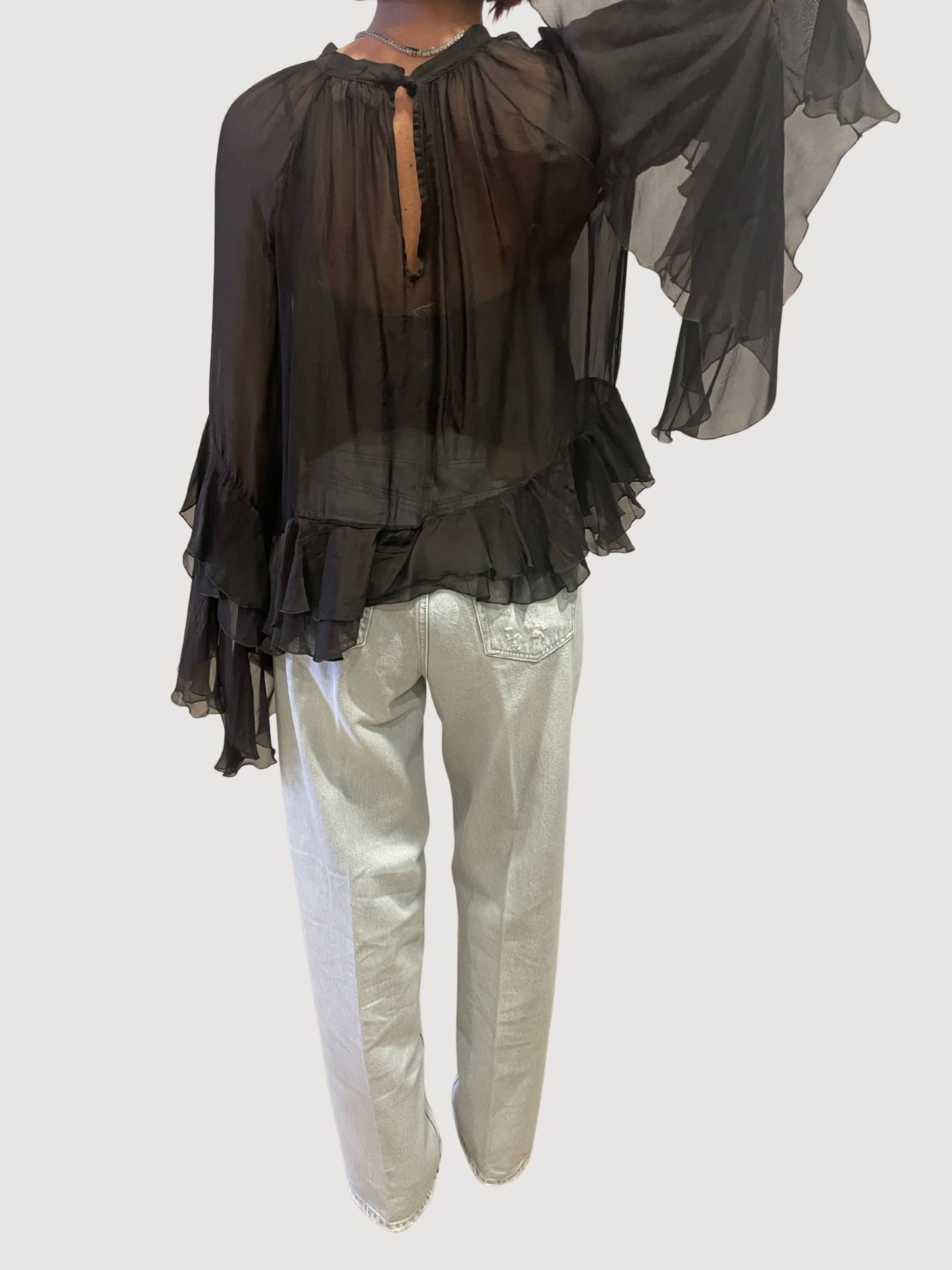 KAOS - Camicia testa moro arricciata con top e volant