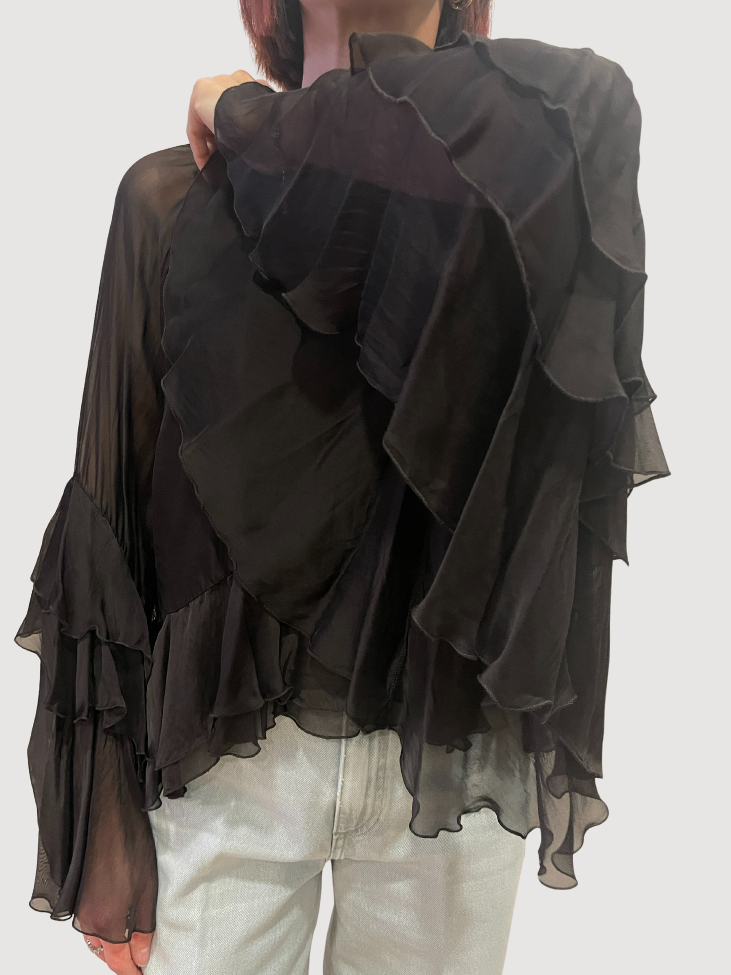 KAOS - Camicia testa moro arricciata con top e volant