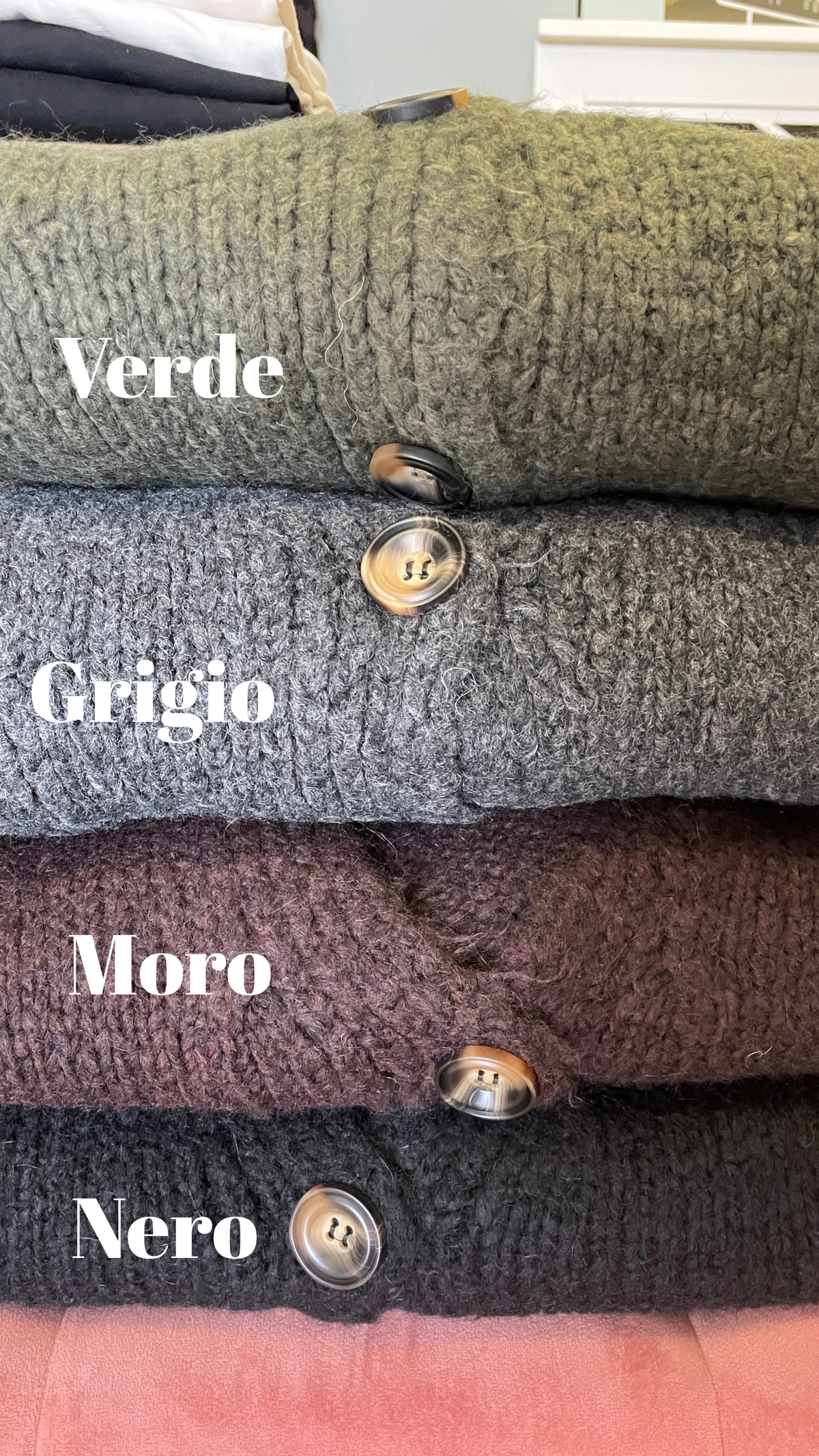 HAVEONE - Cardigan a ovetto con bottoni e tasche frontali - più colori