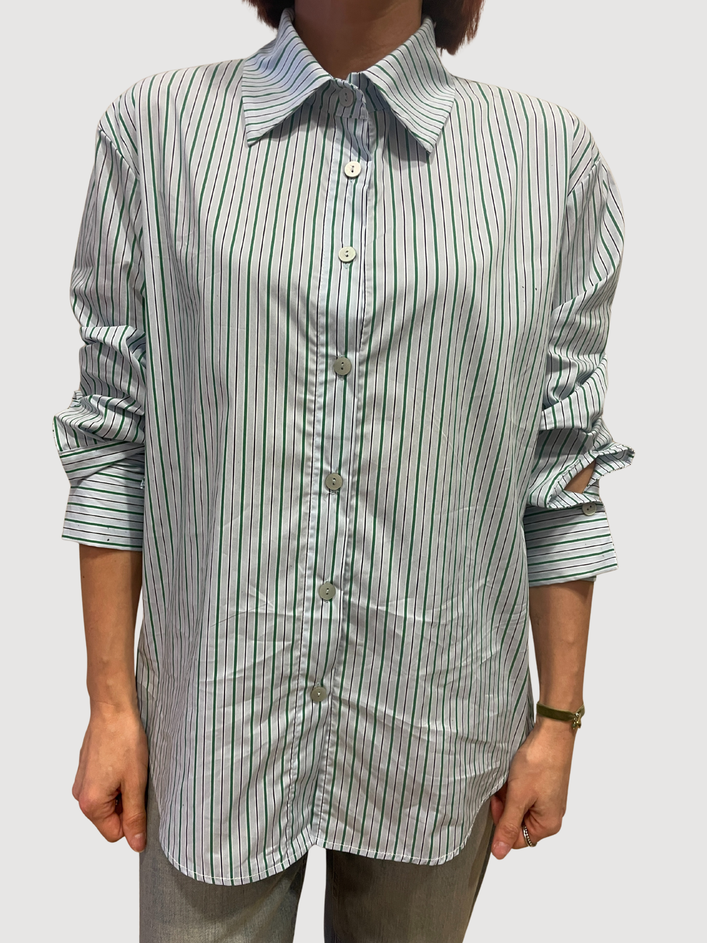 SAIPH - Camicia over a righe con dettaglio laccetti
