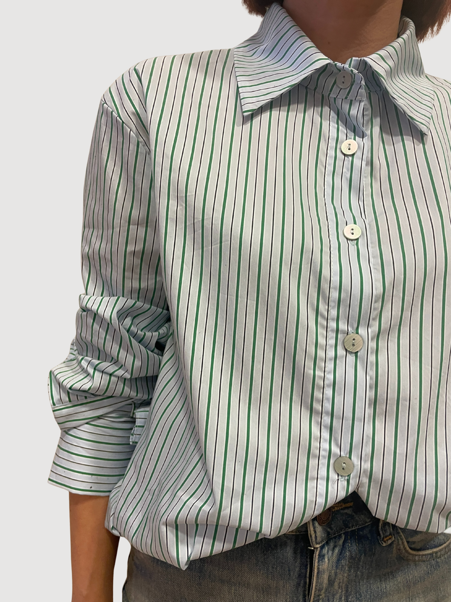 SAIPH - Camicia over a righe con dettaglio laccetti
