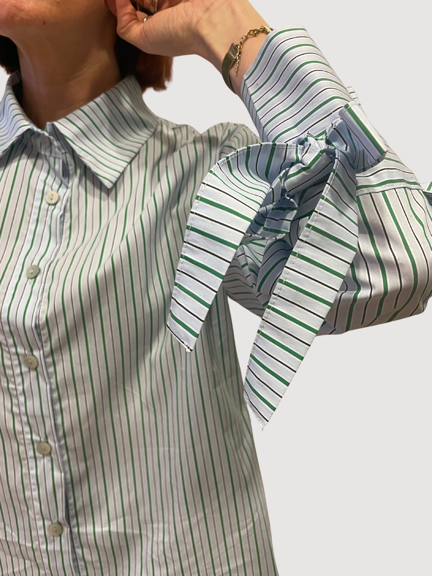 SAIPH - Camicia over a righe con dettaglio laccetti