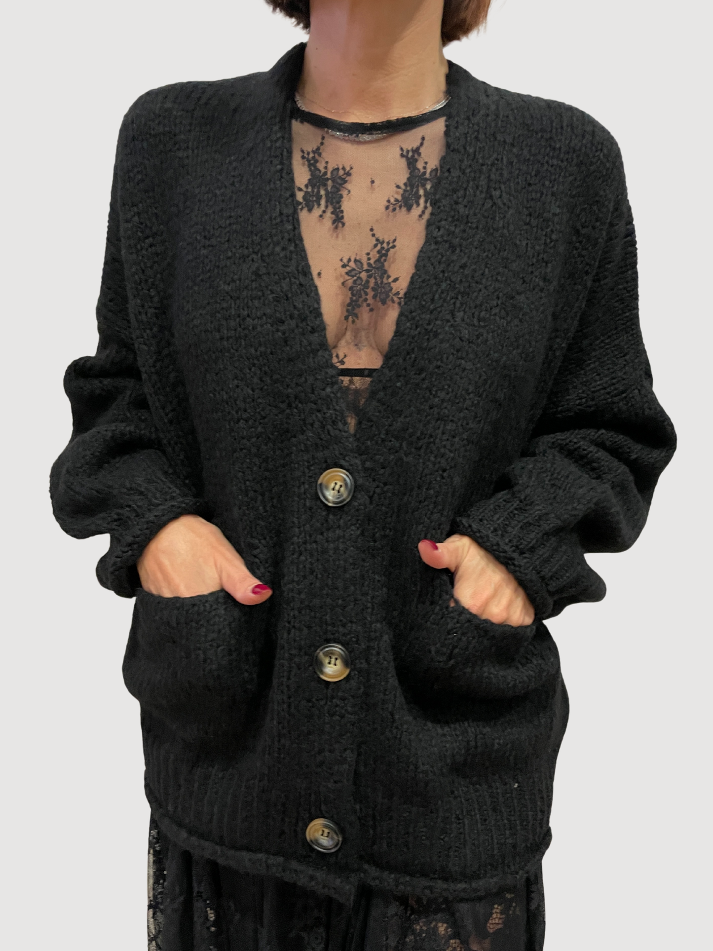 HAVEONE - Cardigan a ovetto con bottoni e tasche frontali - più colori