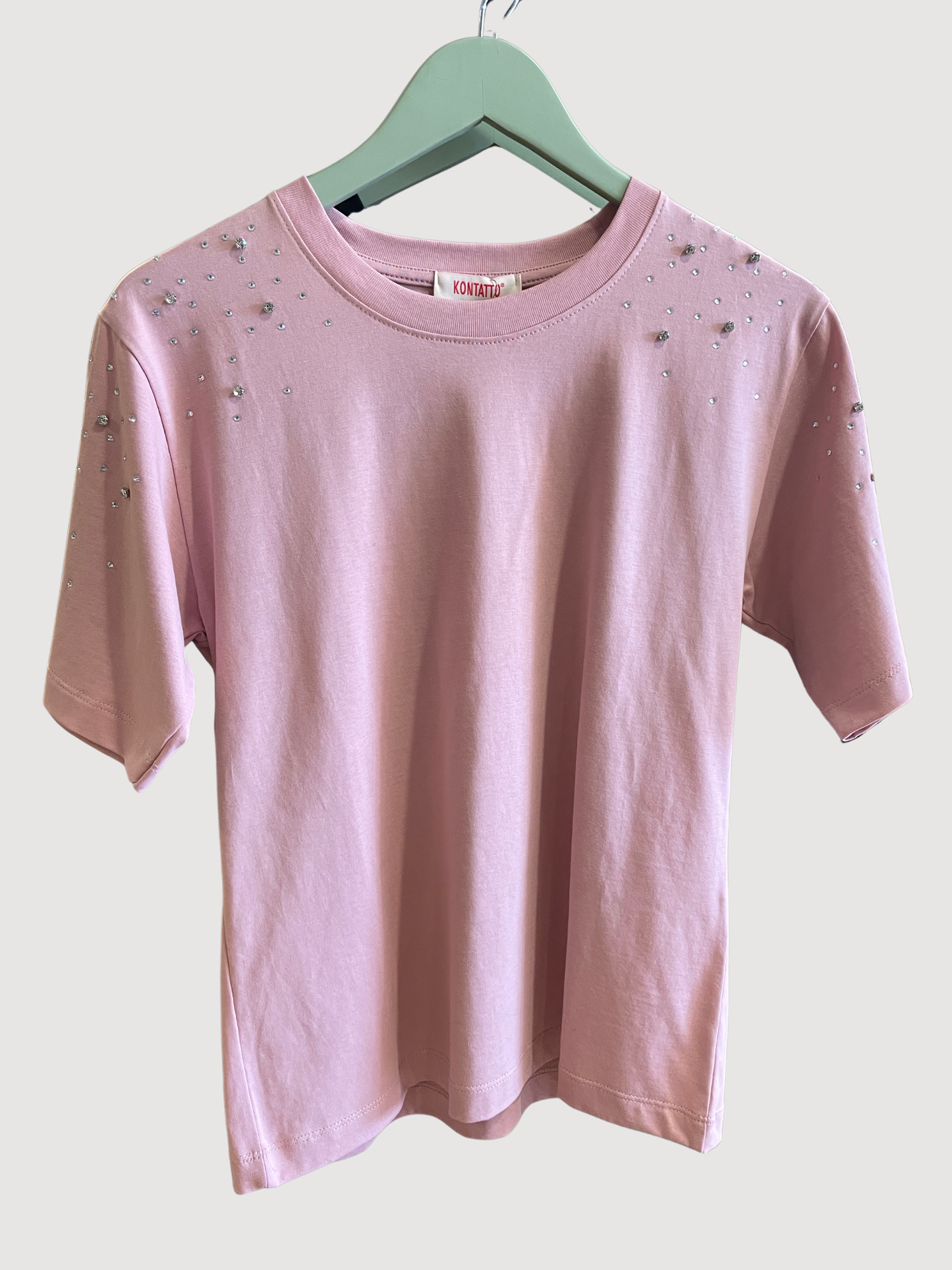 KONTATTO - T-shirt over in cotone con dettaglio applicazioni strass - più colori